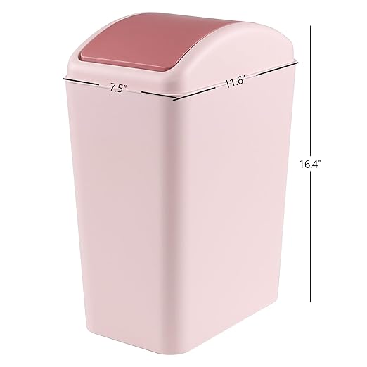 4.2 Gallon Slim Swing Top Garbage Can, Kitchen Trash Can with Swing Lid, Pink