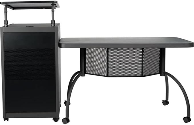 Oklahoma Sound Metal Teacher's WorkPod Desk and Lectern Kit in Charcoal