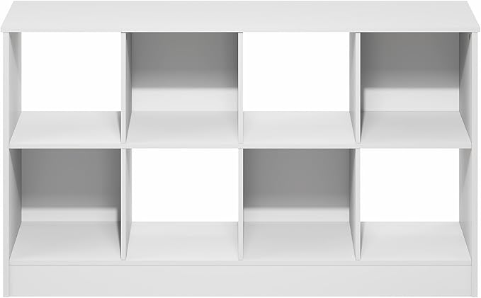 Furinno Jensen Book Shelf, 8-Cube Farmhouse Bookshelf, Display Bookcase, 11.8 x 47.6 x 26.8, for Living Room, Bedroom, Home Office, White