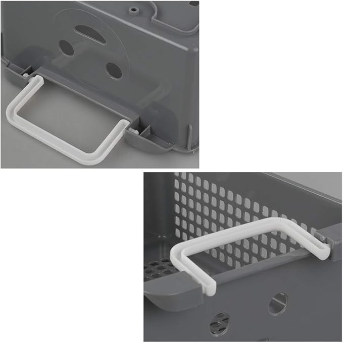 Stackable Plastic Storage Baskets/Bins Organizer with Handles, Set of 4 (White, Grey)