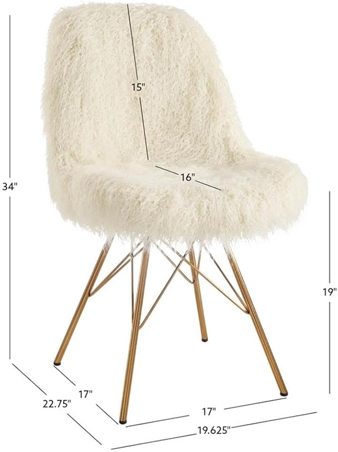 Pemberly Row Set of 2 Writing Desk with Criss Cross Legs & Faux Fur Accent Chair