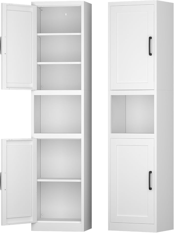 Metal Bathroom Storage Cabinet, 67" H Tall Narrow Bathroom Storage Cabinet, Slim Cabinet for Small Spaces, Bathroom, Pantry