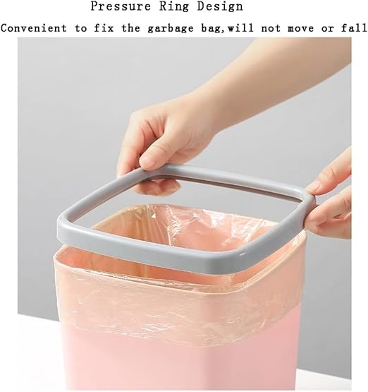 Slim Smart Trash Can Mini Desktop Trash Can Plastic Countertop Garbage Bin No Cover Press Ring Garbage Can for Office Kitchen Table Desk Bedroom Living Room Dressing Bathroom Trash Can (Co
