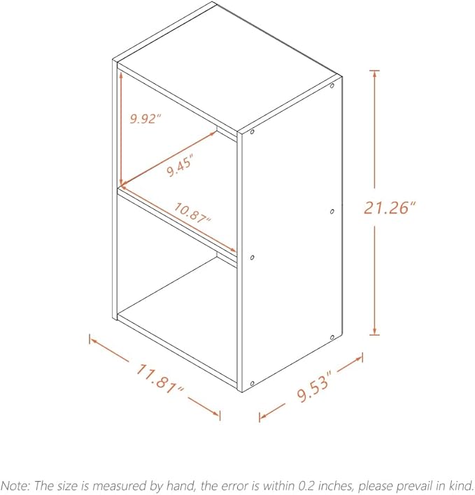 NELYE Basic Open Shelf Bookcase - 2-Tier Small Tiny Wooden Cube Storage Shelves Split Bookshelf, White