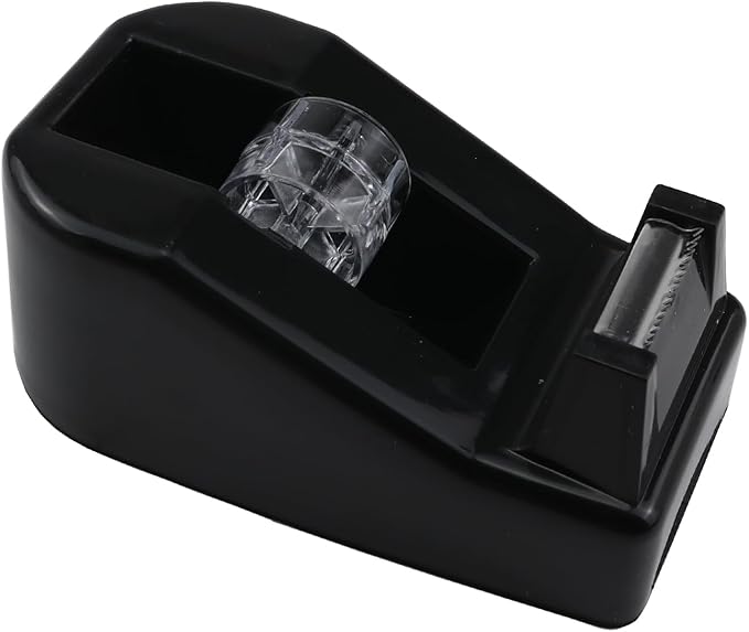 1Pcs Desktop Tape Dispenser,Adhesive Roll Holder with Weighted Nonskid Base,Office Tape Dispensers for School, Office and Home (Black)