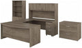 Bush Business Furniture Studio C 72W x 36D U Shaped Desk with Hutch, Bookcase and File Cabinets in Modern Hickory