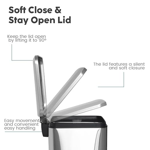 Small Bathroom Trash Can with Lid Soft Close, Step Pedal, 6 Liter / 1.6 Gallon Stainless Steel Garbage Can with Removable Inner Bucket, Anti-Fingerprint Finish, Brushed Sand