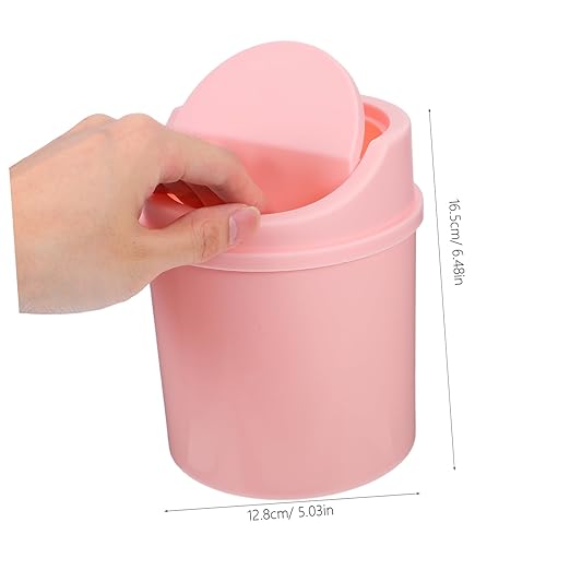 Amosfun Mini Desk Trash Can Small Waste Bin Desk Top Garbage Can Office Slim Swing Lid for Home Office