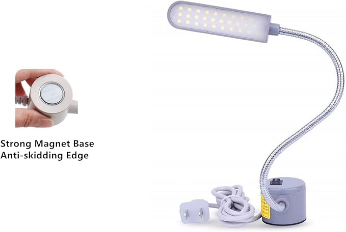 LED Sewing Machine Light,30 LED Magnetic Mount Drill Press Light with Flexible Silone Coating Gooseneck for Sewing Machine, Drill Presses, Desks, Music Stands, Craft, Workbenches, Lathes Lamps (White)