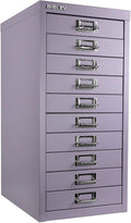 Bisley 10-Drawer Steel MultiDrawer Cabinet - Lilac, Chrome Pull Handles with Label Holders, Powder-Coated Steel, Removable Drawers, Fits Under Most Desks, Labels Included