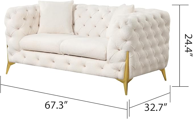 Contempo 2Pc Modern Living Room Set Made with Wood in Cream