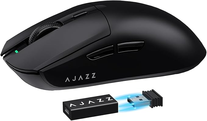 A.JAZZ AJ139 G Pro 4K Wireless Gaming Mouse Ultra-Lightweight with Dual Mode-Type C Wired/2.4Ghz USB Receiver up to 26000DPI 6 Programmable Button Ergonomic Symmetric for PS4 Xbox PC Mac Gamer(Black)