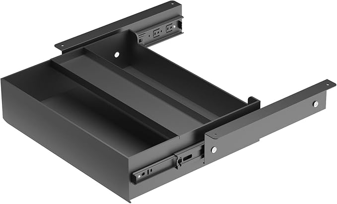Under Desk Drawer(15.2''x10''x2.8'') with Sliding Pencil Tray, Desk Mounted Sliding Pull-out Drawer for Home Office, Extra Storage Organizer for Sit Stand Workstation