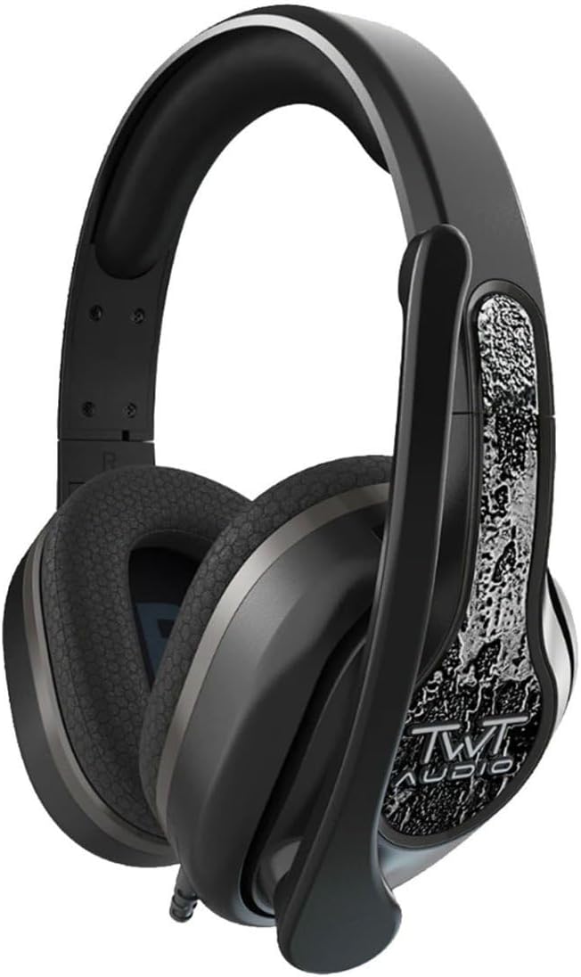 ThinkWrite Technologies / TWT Audio Victory 350XG, Premium Over-Ear PC and Gaming Console Headset, Wired Headphones for Gaming or Esports with 3.5mm Jack and USB-A Jack, Silver