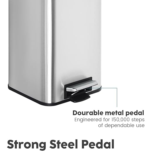 Small Bathroom Trash Can with Lid Soft Close, Step Pedal, 6 Liter / 1.6 Gallon Stainless Steel Garbage Can with Removable Inner Bucket, Anti-Fingerprint Finish, Brushed Sand