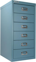 Bisley 6-Drawer Steel MultiDrawer Cabinet - Doulton Blue, Chrome Pull Handles with Label Holders, Powder-Coated Steel, Removable Drawers, Fits Under Most Desks, Labels Included