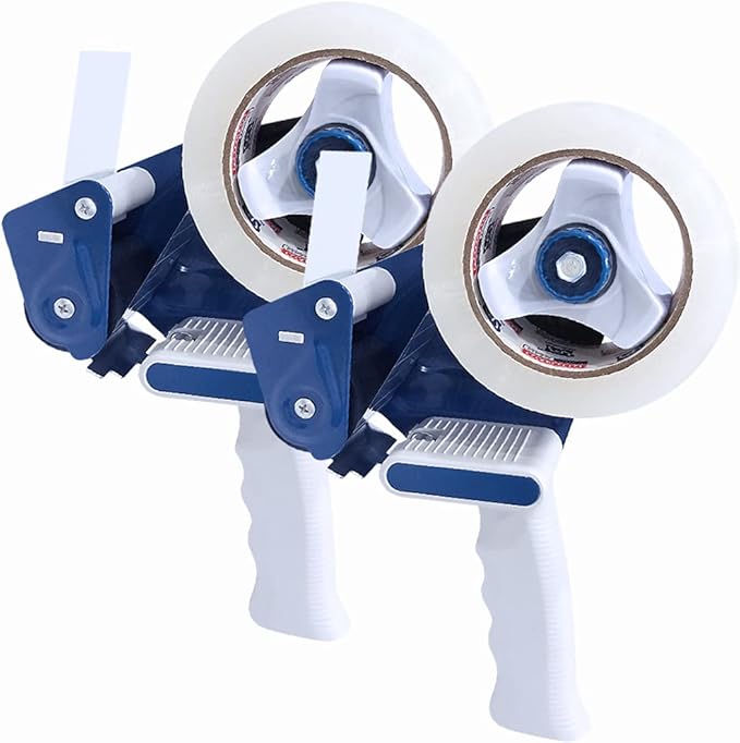 Heavy Duty Packing Tape Gun for 2" Width Tape, Hold up to 180 Yards Length roll, Plus 1 Roll of Heavy Duty Packing Tape 1.88 in x 60 yd x 2.7 mil, Perfectape Brand, 2-Pack