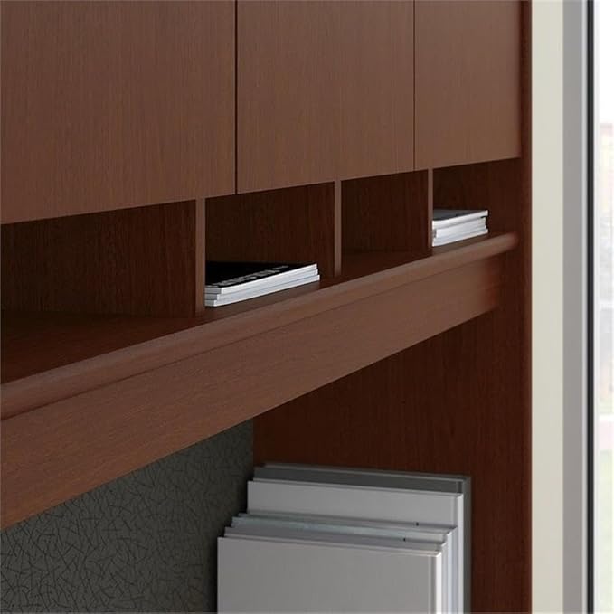 Bush Business Furniture Series C 72W L Shaped Desk with Hutch and Mobile File Cabinet in Mahogany