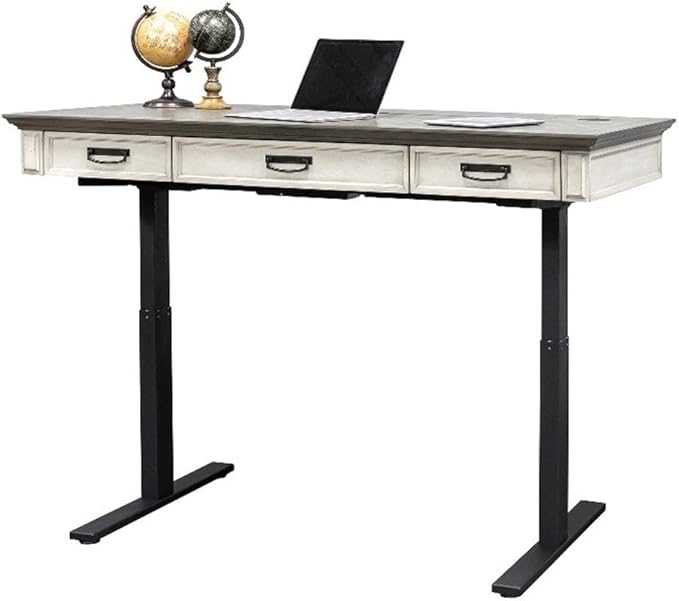 BOWERY HILL Set of 2 Writing Office Desk and Bookcase with Doors in White