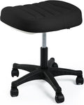 Height Adjustable Foot Stool,Large Seat Under Desk Footrest,Swivel Rolling Chair W Sturdy Wheels,Ottoman Stool Simple Meeting Chair for Home Office,Black