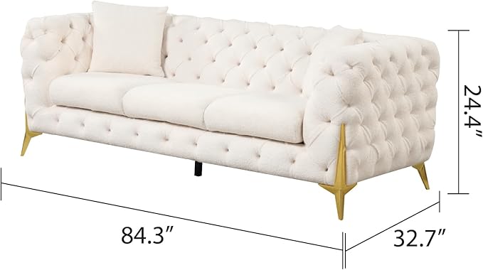 Contempo 2Pc Modern Living Room Set Made with Wood in Cream
