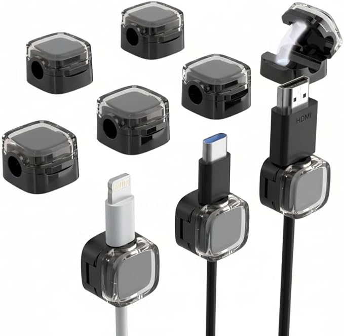 Wall Charger Holder 6 Pack, Adhesive Phone Charger Mount, Cable Organizer Wall Holder for Charging Cables, Self Adhesive Charger Stand Compatible with iPhone, USB-C and Android Chargers