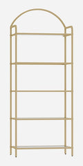 Hzuaneri Bookcase Bookshelf, Tempered Glass Bookshelves, Slim Shelving Unit for Bedroom, Bathroom, Home Office, Steel Frame, 5 Tier Gold BC21599G
