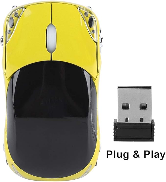 Zerone 2.4GHz Mouse, Portable Optical Mouse 1600DPI for/Android/ME/Windows PC/Tablet Gaming Office (Yellow)
