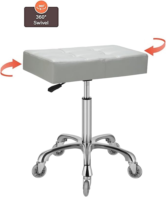 Kaleurrier Heavy Duty Stools with Wheels 400lb Backless Height Adjustable Stool - Rolling Stools Swivel Chair for Counter Bar Salon Office Home Kitchen Lab Clinic (Rolling Casters, Grey)