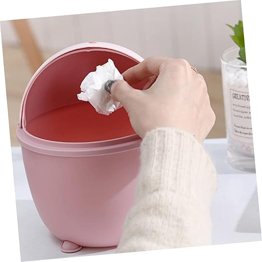 Slim Trash Can Lid Waste Bin for Kitchen Cartoon Desktop Trash Can Recycle Bin Litter