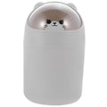 Cute Cartoon Bear Desktop Trash Can Lid Mini Plastic Waste Bin for Home Office Slim Design for Bedroom and Desk
