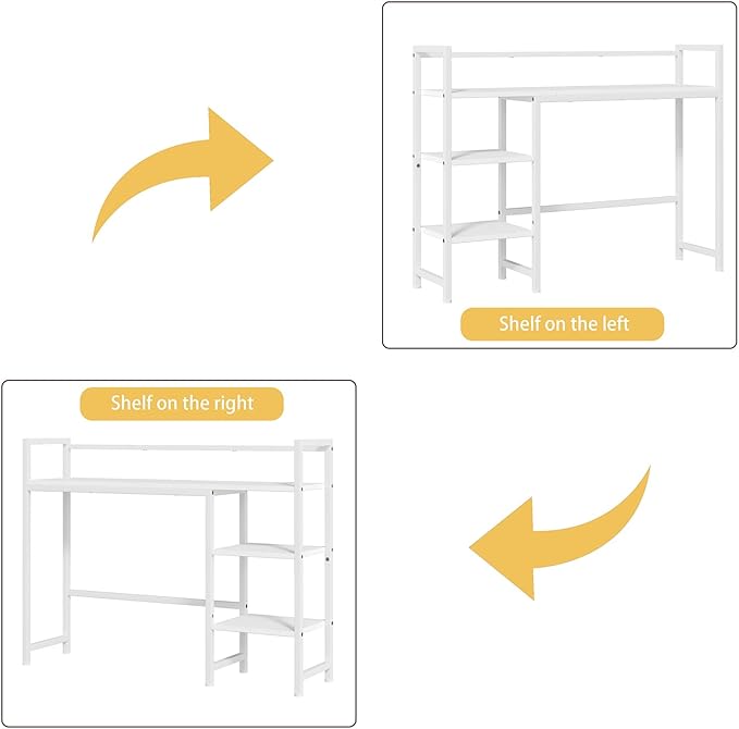 38.6" Book Shelf with 3 Tier Open Shelves Bookshelf and Desk Shelf to Combined for Computer Desks, Desk Hutch for Top of Desk, Bookcase for Dorm or Office, Adjustable Desktop Shelfs, White