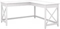 Bush Home Key West 60W Modern Farmhouse L Shaped Desk in Pure White Oak, 60-Inch Corner Computer Table for Home Office Workspace