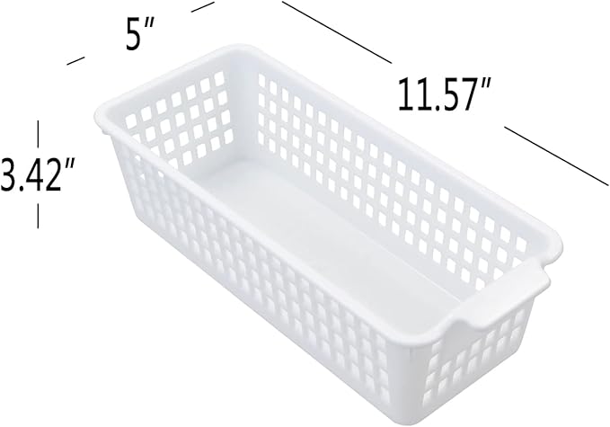 Kiddream 6 Pack Small Storage Baskets, Slim Plastic Baskets Bins, 11.57" x 5" x 3.42"