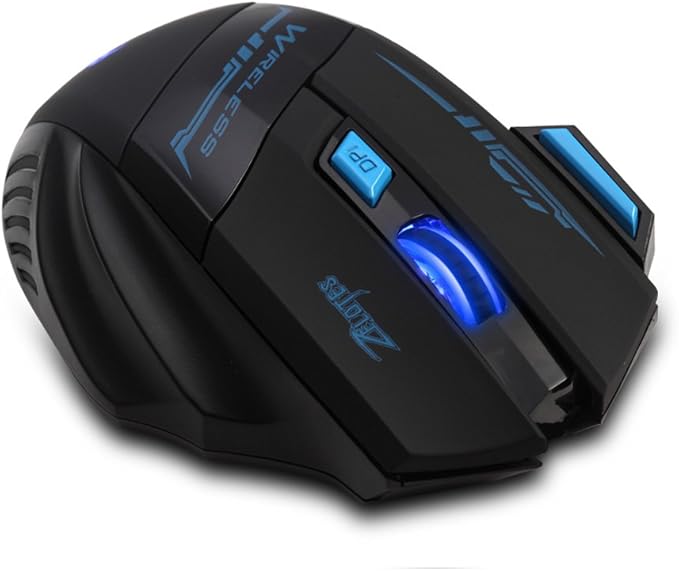 zelotes F14 Professional Blue LED 2400 DPI USB 2.4G Optical Wireless Gaming Mouse Mice for Laptop,Desktop,PC,MacBook (Black)