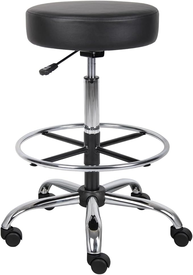 Boss Office Products B16240-BK Be Well Medical Spa Drafting Sool in Black, Low-Back