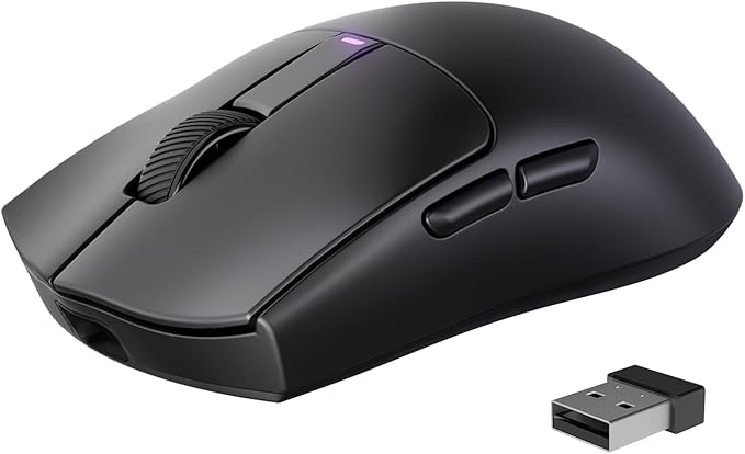 RisoPhy Superlight Wireless Gaming Mouse, 62g Dual Macro-Switches Gaming Mouse, 3-Mode Wireless/USB-C/Bluetooth Mouse with Adjustable 12000DPI, 5 Programmable Buttons Computer Mouse for PC/Mac-Black
