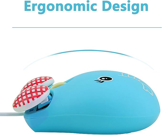 Sokelinn-six Wired Cute Mouse, USB Wired Mause for Kids with Lovely Cartoon Shaped, 1600PDI 3 Buttons Ergonomic Mini Mice for PC Laptop Desktop (Blue Elephant)