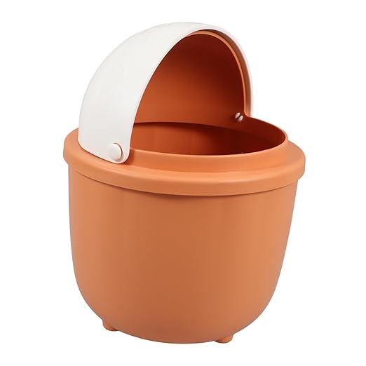 Mini Rabbit Basket Desk Trash Can Cute Desktop Trash Bin Flip Lid Slim Bathroom Waste Basket for Office Car