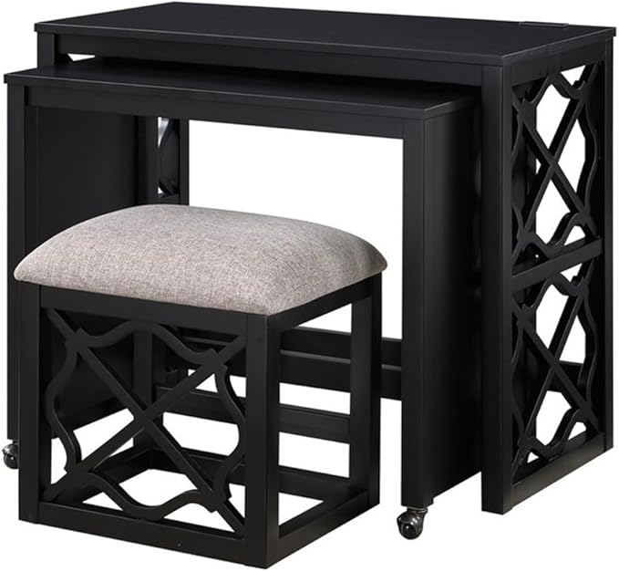 Lexicon Salina Engineered Wood 3-Piece Pack Desks with Stool Set in Black