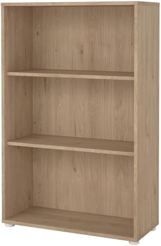Pemberly Row Set of 2 Desk and Adjustable 3-Shelf Bookcase in Jackson Hickory