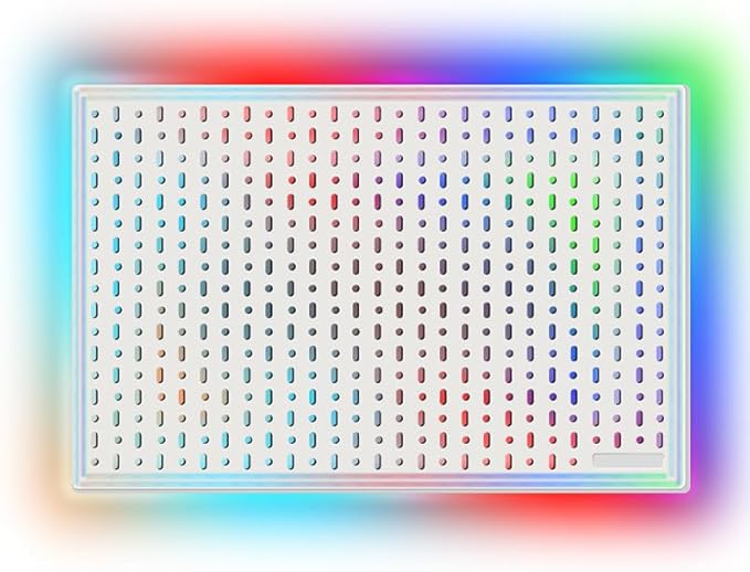 Pegboard Wall Organizer with Built-in RGB Ambient Lighting Strip, White Peg Board with Hooks for Office, Kitchen, Gaming Room, Desk Storage Display Rack, 2PCS 22 * 14.8 inch