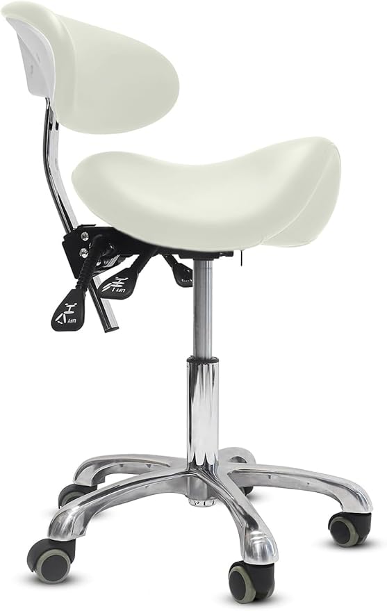 Saddle Stool with Wheels,3-Way Function Rolling Stool with Back Support,Ergonomic Stool Saddle Stool for Hair Stylist for Dentist Salon Tattoo
