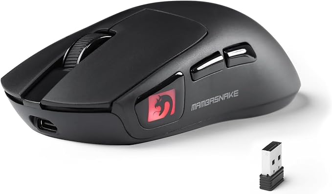 MAMBASNAKE M4 Wireless Gaming Mouse, 52g Lightweight BT/2.4Ghz/Wired Computer Mouse, PAW3311 24K DPI Optical Sensor, 200h Battery Life, Programmable Mice for PC/Win/Mac (Black)