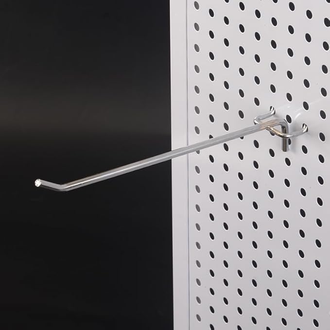 8 Inch Heavy Duty Pegboard Hooks, 12 Pack, Stainless Steel Chrome Finish, Universal Fit for 1/8 and 3/16 Inch Boards, Garage and Tool Storage Organization