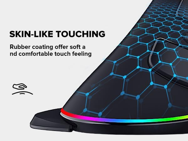 DELUX Ergonomic Vertical Mouse, Wired Ergo Mouse for Large Hands, 6 Programmable Buttons, Up to 12800 DPI, Removable Wrist Rest, Vibrant RGB Backlit, for Windows 7/8/10/XP/Vista (M618Plus RGB-Wired)