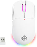MAGIC-REFINER G6 Wireless Gaming Mouse,24000 DPI Adjustable,72g Lightweight Mouse,1000Hz Polling Rate,Tir-Mode BT/2.4G/ Wired Gaming Mouse,750mAh Battery,with Grip Tape for Gamer/Office/PC/Mac,White