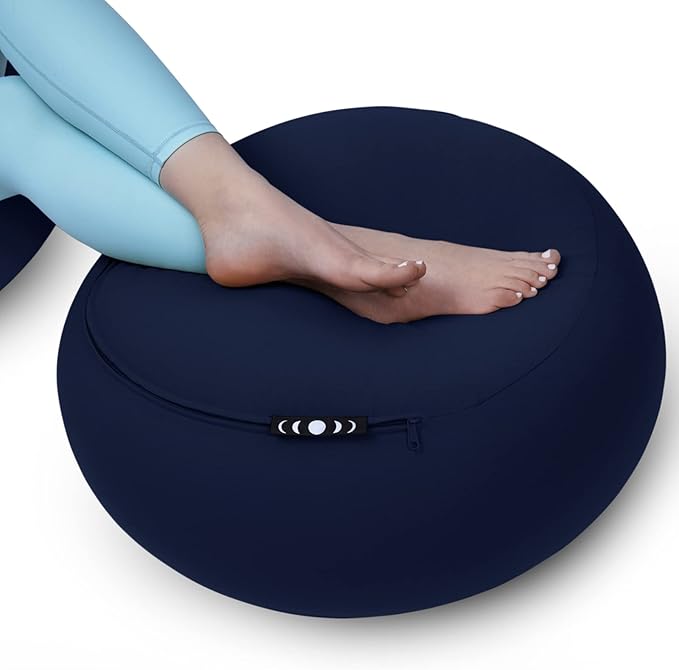 Moon Pod Lunar Lift Footrest for Bean Bag Chair - 20" x 8" Zero-Gravity Micro-Bead Stuffed for Stress, Relaxation & Comfort for Circulation (Navy)