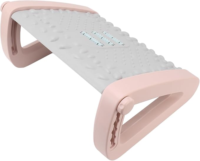 Ergonomic Foot Stool Under Desk Footrest 6 Height Adjustable with Massage Texture Roller for Office ()