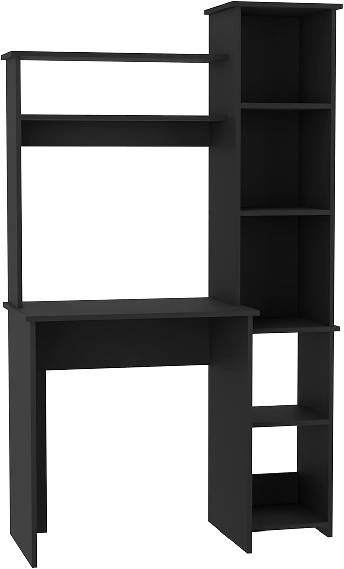 LIFE SKY Office Desk & Chair Set: Modern Wood Computer Desk with Bookshelf & Mesh Back Chair - Home Office Furniture for Small Spaces & Remote Workers